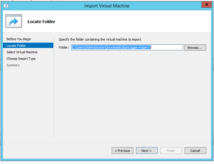 Selecting the downloaded SignLogger folder
