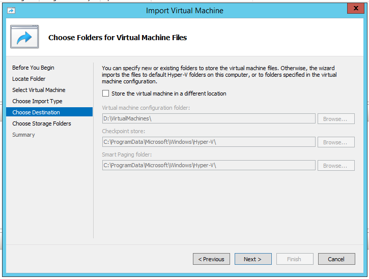 Import type — Copy the virtual machine