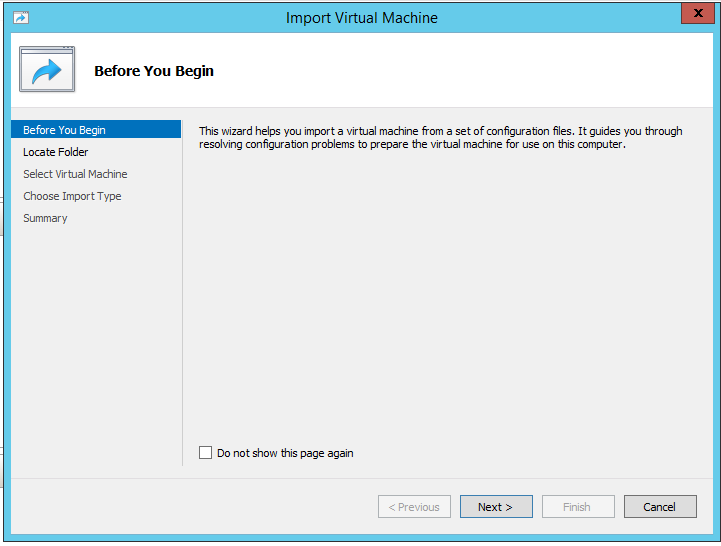 Import Virtual Machine option