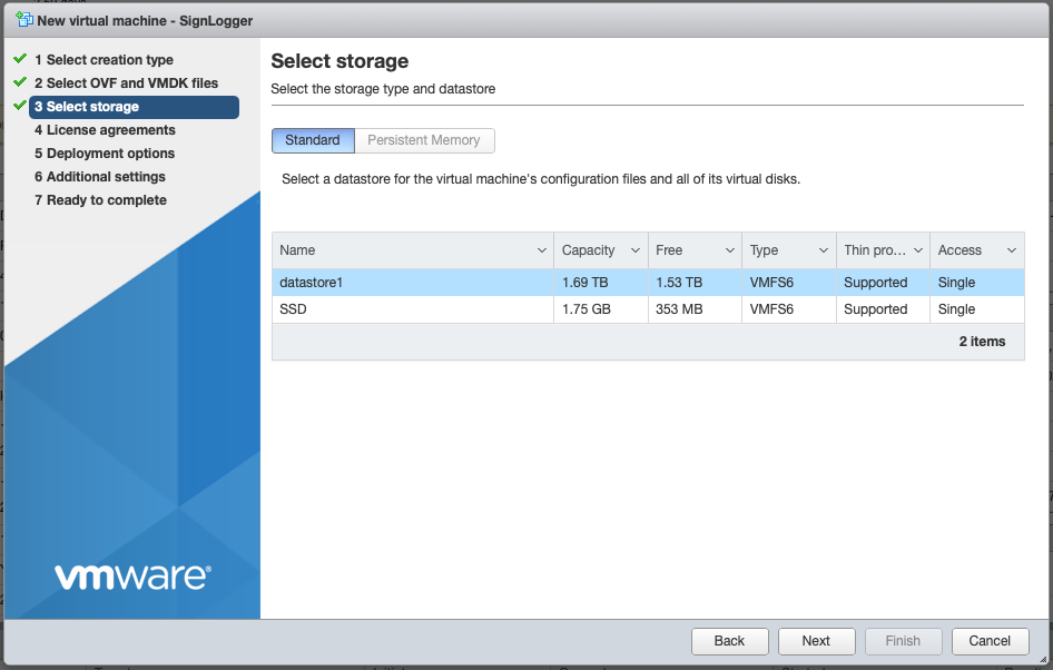 Datastore selection