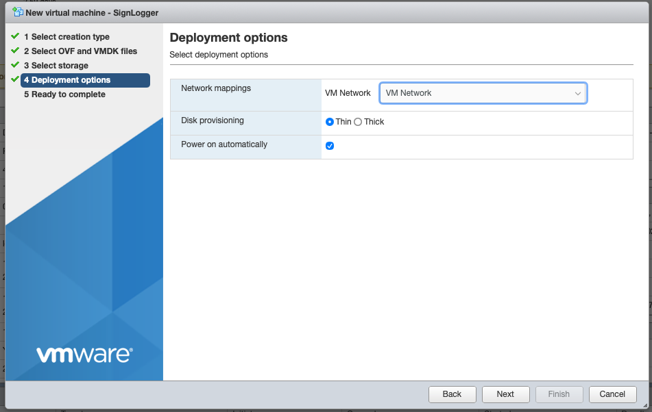 Network and disk provisioning options