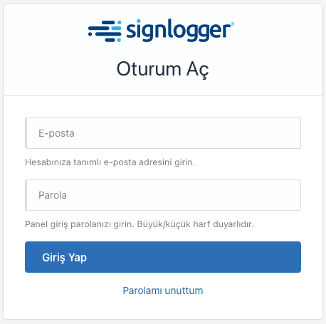 SignLogger web interface sign-in screen