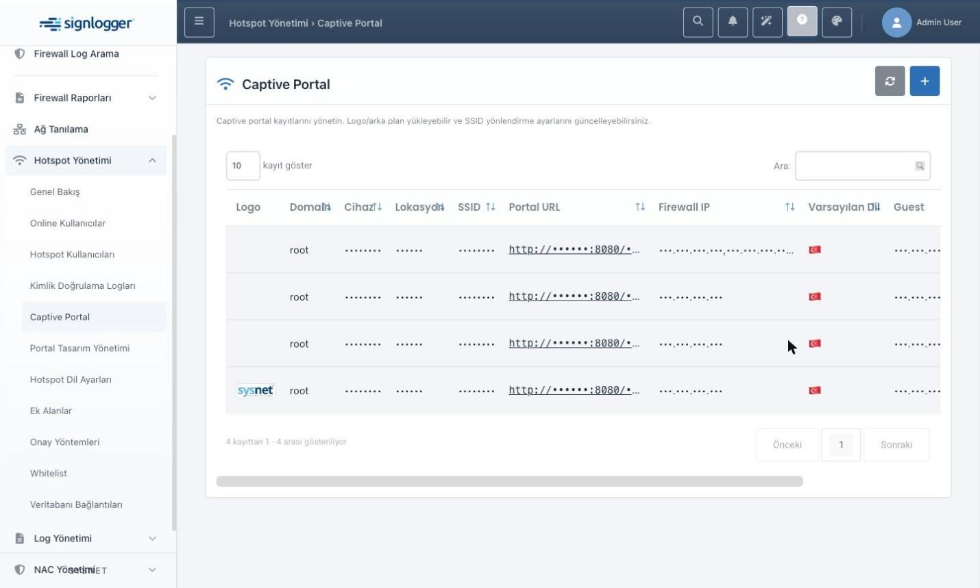 Captive Portal list screen