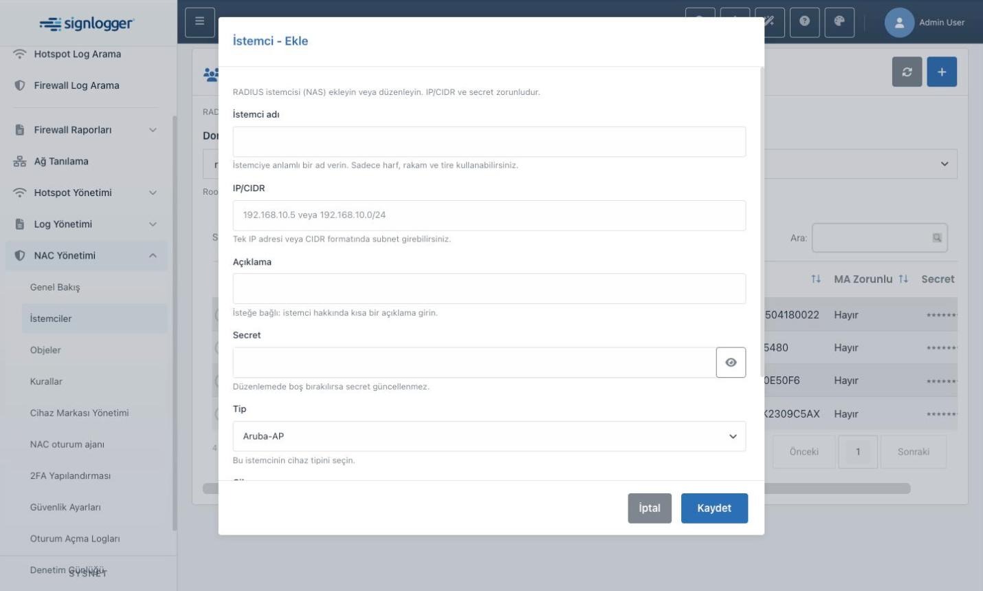 NAC Add Client form
