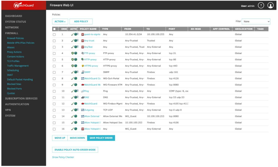 Firewall policies allowing guest traffic to SignLogger