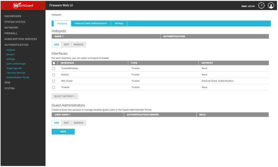 Assigning the external guest hotspot to the WG_Guest interface