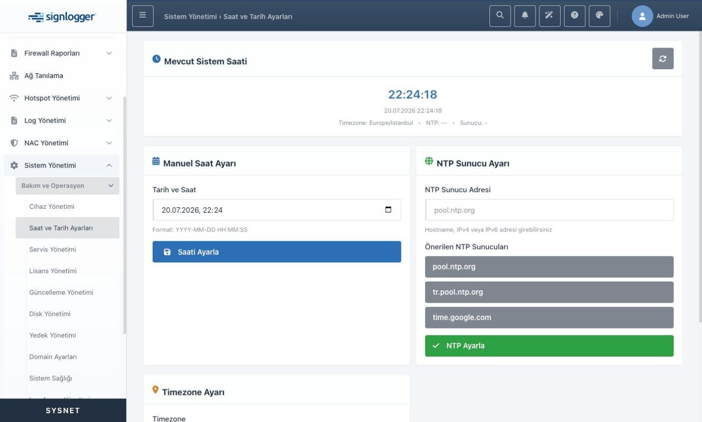 Time and Date Settings page