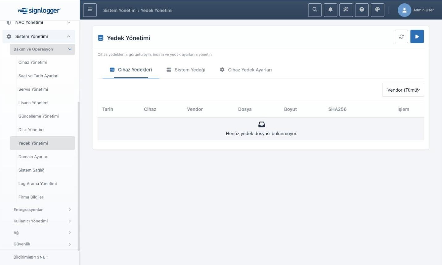 Backup Management page with device backups and SHA256 digests