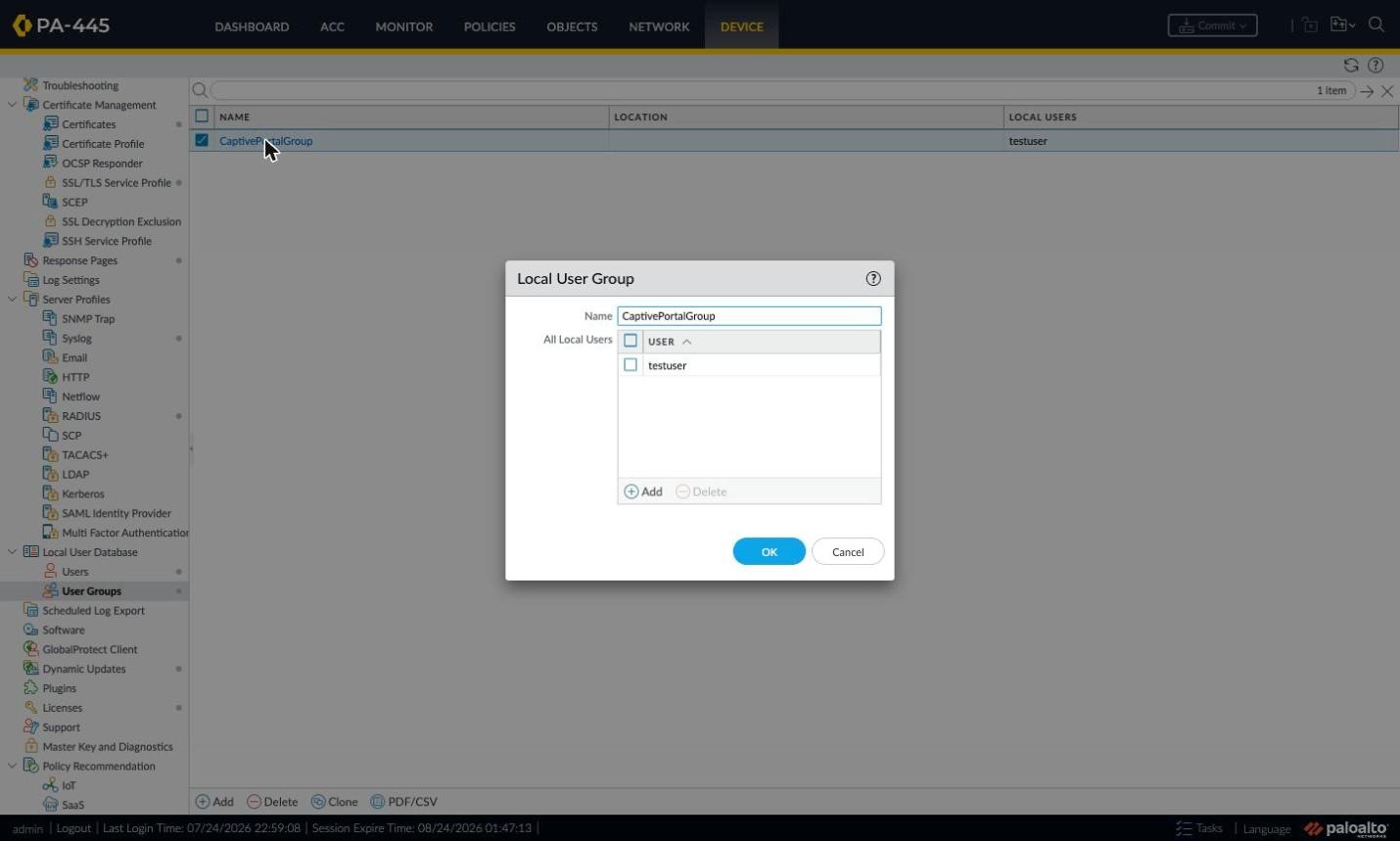 Local User Group window
