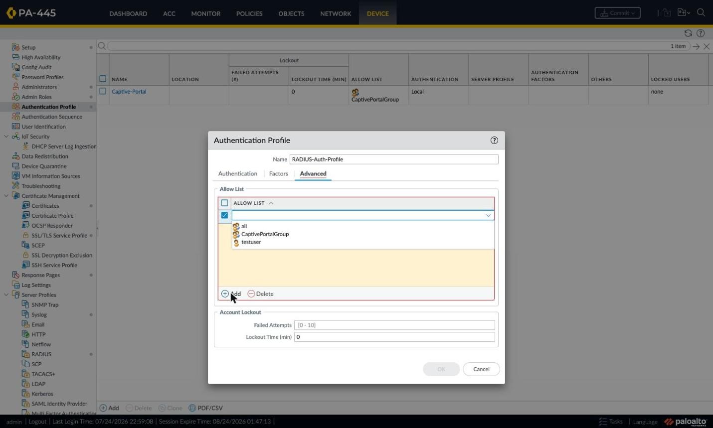 Allow List options