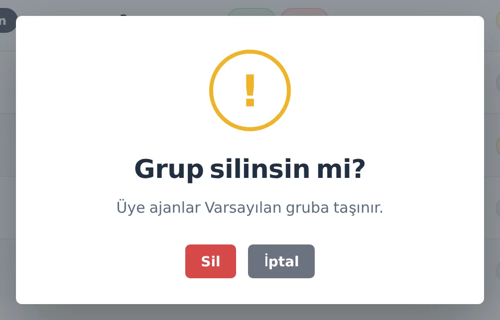 Figure 22. The group deletion confirmation window.