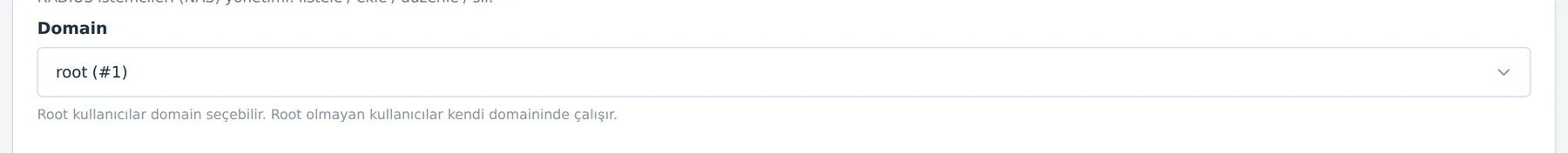 Figure 2. The Domain selector shown at the top of the pages for root accounts.